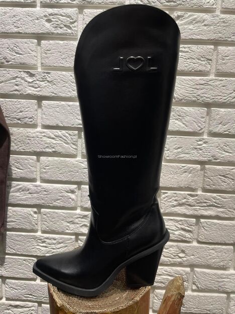 BY O LA LA...! BUTY KOZAKI KOWBOJKI CZARNE