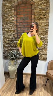 SWETER OVERSIZE KRÓTKIE RĘKAWY DOLCE GROSZEK