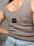 MINOUU BLUZKA TOP PRĄŻEK V-NECK TAUPE - 4