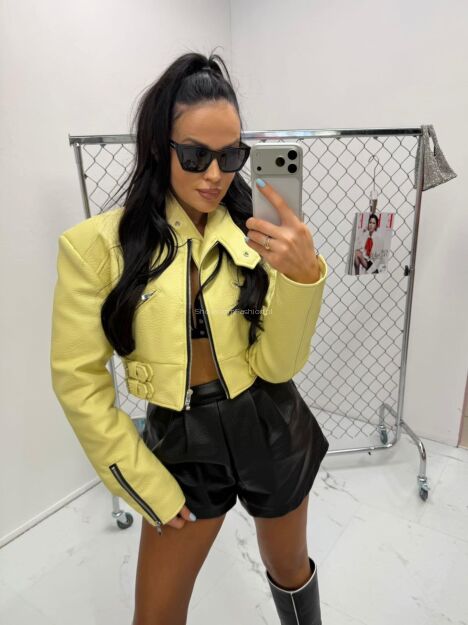 LA MILLA KURTKA RAMONESKA ECO SKÓRA FRIDA CYTRYNA/LIMONKA