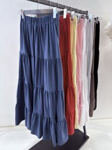 BY O LA LA! DRESOWA SPÓDNICA MAXI DENIM (GRANAT)