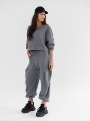 BY O LA LA...! DRESOWE SPODNIE ZASZEWKA SZARE