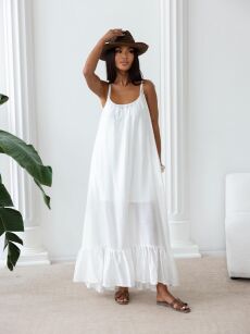 BY O LA LA! SUKIENKA MAXI Z HALKĄ CORALI OFF WHITE