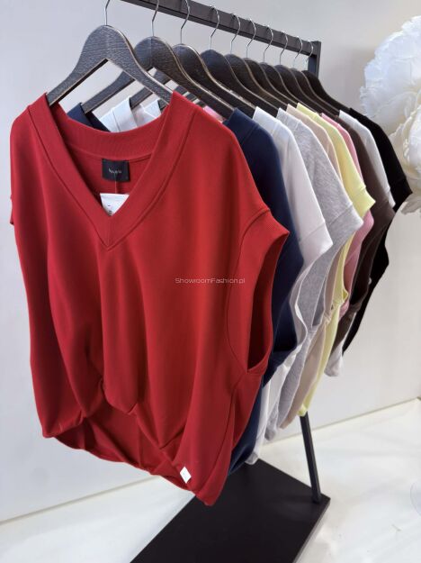 BY O LA LA! BLUZA BEZRĘKAWNIK RED KISS (CZERWONA)