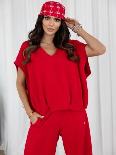 BY O LA LA! BLUZA BEZRĘKAWNIK RED KISS (CZERWONA)