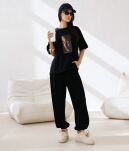 BY O LA LA! BLUZKA T-SHIRT OVERSIZE GIRL CZARNY - 2