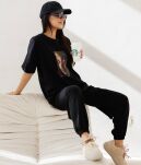 BY O LA LA! BLUZKA T-SHIRT OVERSIZE GIRL CZARNY - 3