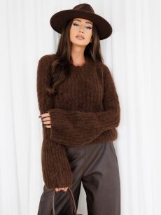BY O LA LA.. ! SWETER RĘKAW DZWONEK CHOCOMUS (CZEKOLADA)