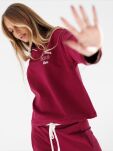 BY O LA LA...! KOMPLET BLUZA KOŁNIERZYK + SPODNIE BORDO (MERLOT) - 4