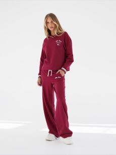 BY O LA LA...! KOMPLET BLUZA KOŁNIERZYK + SPODNIE BORDO (MERLOT)