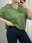 MINOUU SWETER POLO KID MOHER ZIELEŃ TRAWY - 3