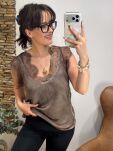 BLUZKA SATYNOWA Z KORONKĄ LUCIA BRĄZ - 4