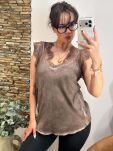 BLUZKA SATYNOWA Z KORONKĄ LUCIA BRĄZ - 5