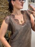 BLUZKA SATYNOWA Z KORONKĄ LUCIA BRĄZ - 7