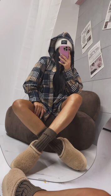 LA MILLA KOSZULA W KRATĘ Z KAPTUREM BEŻ/GRANAT/ŚMIETANA