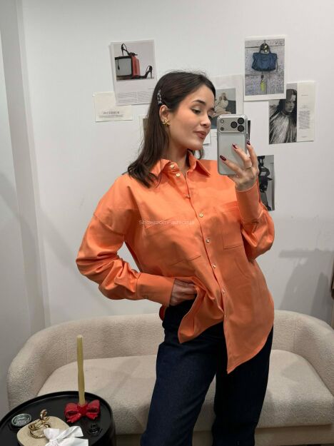 LA MILLA OVERSIZOWA KOSZULA MINIMALIST POMARAŃCZOWA
