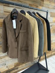 BY O LA LA...! ZAMSZOWA MARYNARKA OVERSIZE JASNY BEŻ