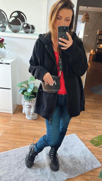 BY O LA LA! DRESOWA BLUZA ZIP CZARNA