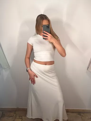 SEMPRE LEJĄCA SPÓDNICA MIDI ECRU