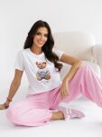 BY O LA LA! BLUZKA T-SHIRT MIŚ LOL OFF WHITE/RÓŻ - 2