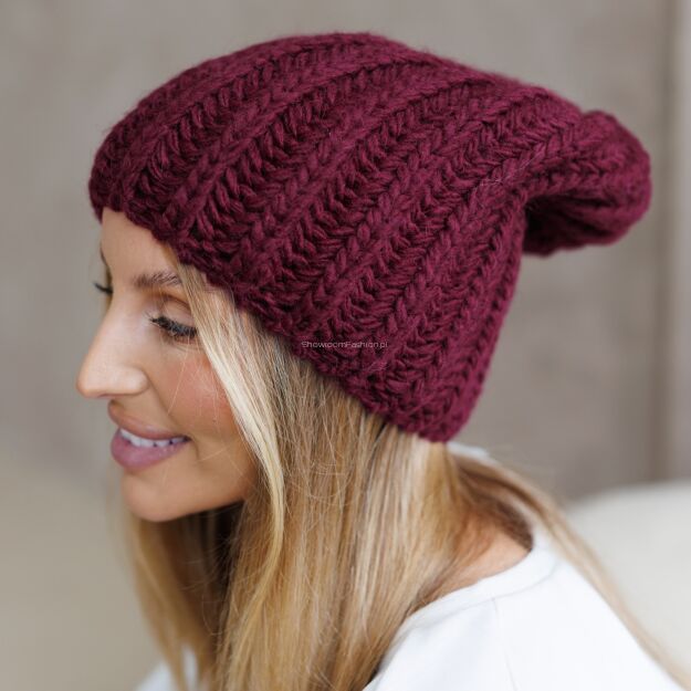 BY O LA LA...! CZAPKA ZIMOWA SMERFETKA BORDO