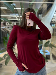 EMO BLUZKA GOLF Z PODUSZKAMI NA RAMIONACH BORDO