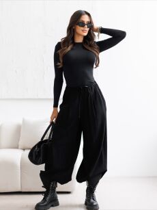 BY O LA LA...! LUŹNE SPODNIE TYPU BAGGY CZARNE