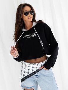 BY O LA LA!  OVERSIZOWA BLUZA AUTHENCITY CZARNA