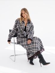 BY O LA LA! SPÓDNICA MAXI W KRATĘ AUTUMN SZARA