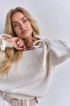 SEMPRE OVERSIZOWY SWETER Z TROKAMI KEYLA JASNY BEŻ - 3