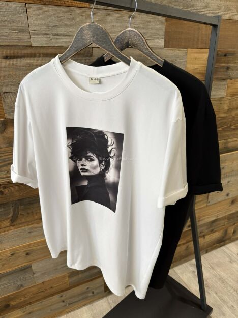 BY O LA LA! BLUZKA T-SHIRT EKRAN AYLA BIAŁY