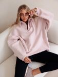 BY O LA LA! BLUZA Z WYSOKĄ STÓJKĄ PUDROWY RÓŻ - 2