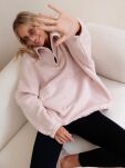 BY O LA LA! BLUZA Z WYSOKĄ STÓJKĄ PUDROWY RÓŻ - 3