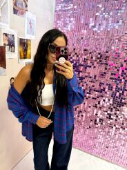 LA MILLA KOSZULA PREMIUM W KRATĘ KOBALT/RÓŻ