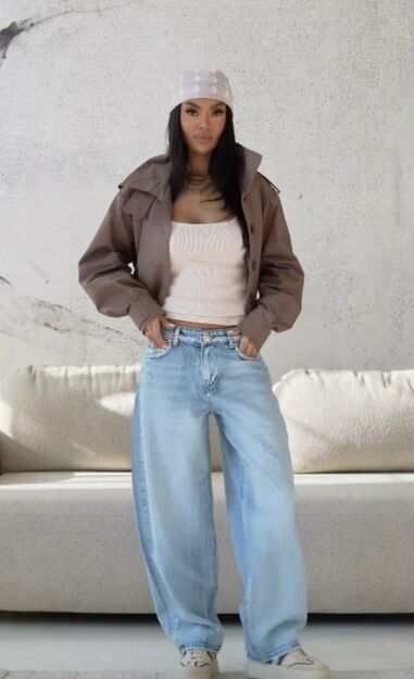 BY O LA LA! KRÓTKA KURTKA Z PAGONAMI KAKAO