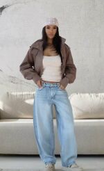 BY O LA LA! KRÓTKA KURTKA Z PAGONAMI KAKAO