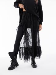 BY O LA LA! PRZEŚWITUJĄCA SPÓDNICA MAXI Z KORONKI CZARNA