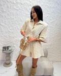 LA MILLA LNIANY AŻUROWY KOMPLET KOSZULA + SZORTY IRIS BEŻ - 3
