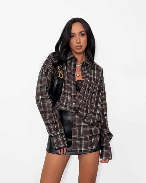 LA MILLA KOSZULA W KRATĘ BIANCA BRĄZ