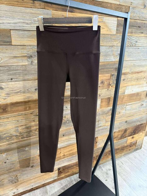 BY O LA LA! PRĄŻKOWANE LEGGINSY HIGH WAIST CZEKOLADA (CHOCOMUS)