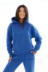 NATURAL SIDE BLUZA Z KAPTUREM BOXY CIEMNONIEBIESKA