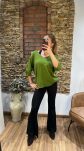 SWETER OVERSIZE KRÓTKIE RĘKAWY DOLCE ZIELONY - 2