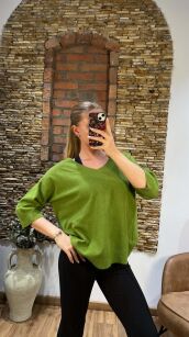 SWETER OVERSIZE KRÓTKIE RĘKAWY DOLCE ZIELONY