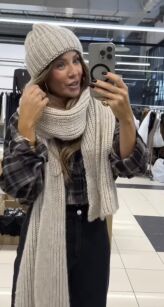 EMO KOMPLET ZIMOWY CZAPKA + SZAL BEŻ