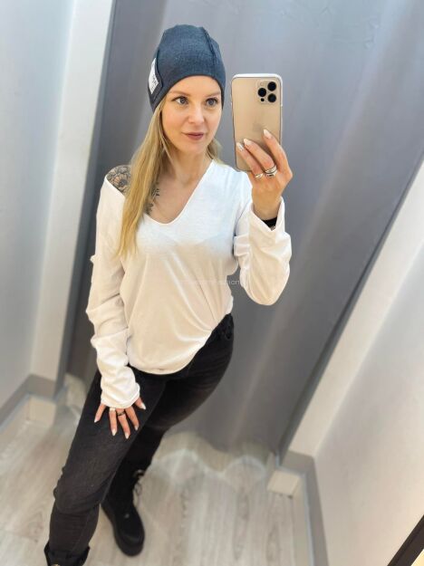 BY O LA LA...! BLUZKA BASIC KIESZONKA BIAŁA