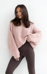 SEMPRE OVERSIZOWY SWETER ALPAKA KALI PUDROWY RÓŻ - 2