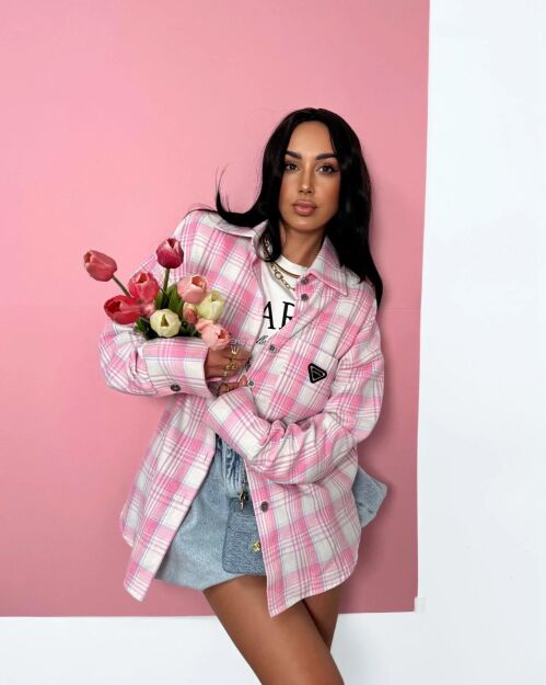 LA MILLA KOSZULA W KRATĘ BIANCA PUDROWY RÓŻ/BIEL/BŁĘKIT