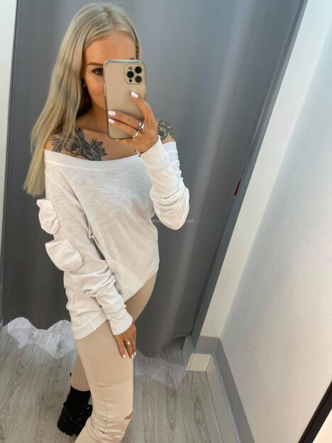 BY O LA LA...! BLUZKA BASIC DWIE KIESZENIE BIAŁA