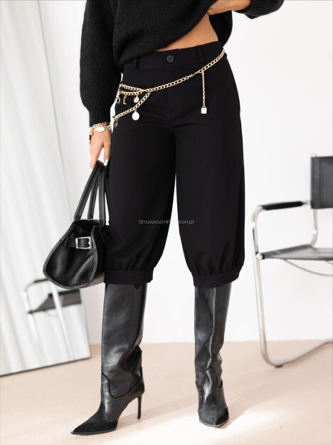 BY O LA LA! SPODNIE Z BUFOWANĄ NOGAWKĄ CZARNE