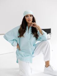 BY O LA LA...! JEANSOWA KOSZULA OVERSIZE GARMENTS BLUE MINT